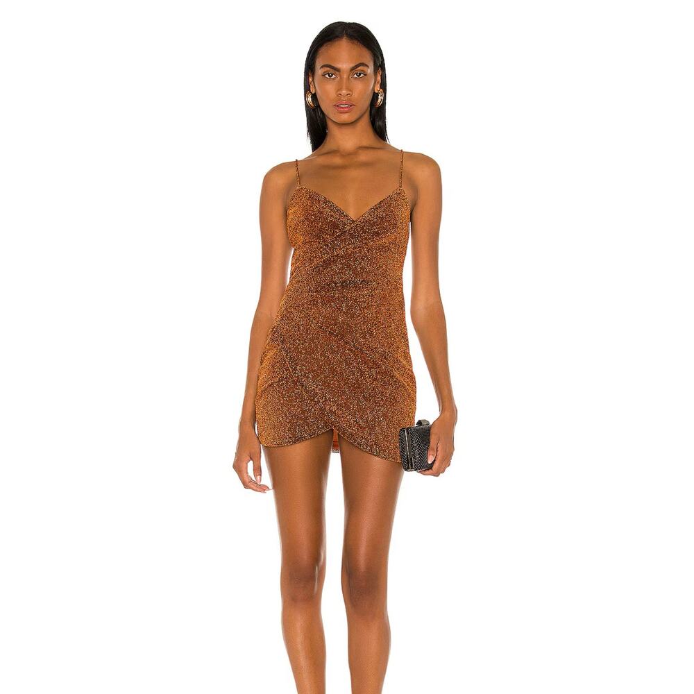 Superdown Delanie Mini Dress | Rust Metallic | Medium